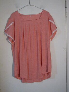 Unbranded Pink Blouse 3XL Plus Size New NWOT Embroidered Trim